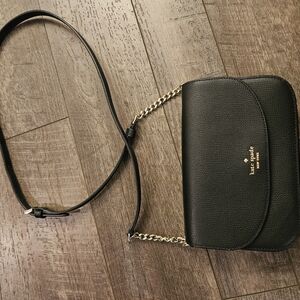 Kate Spade Black Crossbody Bag with Gold Chain Detail
